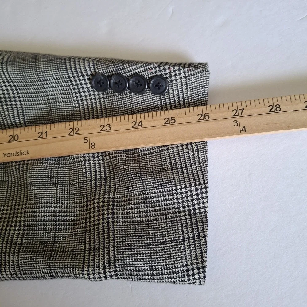 Oak Hill Men Blazer Jacket 3XL 54 56 Glen Plaid Houndstooth Linen Blend Coat